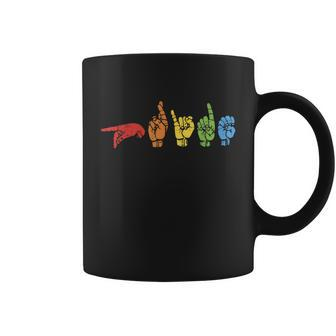 Sign Language Funny Rainbow Flag Gay Lgbt Deaf Asl Mute Gift Great Gift Coffee Mug - Monsterry DE