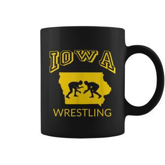 Silhouette Iowa Wrestling Team Wrestler The Hawkeye State Tshirt Coffee Mug - Monsterry