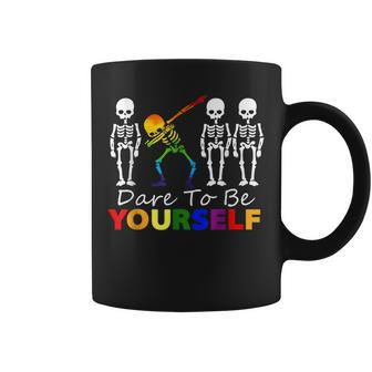 Skeleton Dabbing Dare To Be Yourself Halloween Coffee Mug - Thegiftio UK