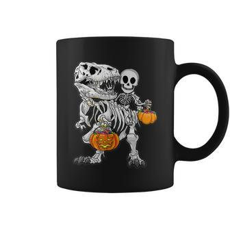 Skeleton Dinosaur T Rex Boys Halloween Mummy Funny Pumpkin Coffee Mug - Thegiftio UK