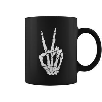 Skeleton Hand Making Peace Sign Hand Showing Peace Coffee Mug - Thegiftio UK