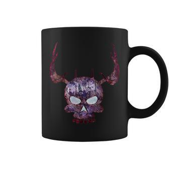 Skull Deer Antler Halloween Scary - Bone Design Coffee Mug - Seseable
