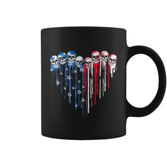 Skull Dripping Heart American Flag Cute 4Th Of July Coffee Mug - Monsterry CA