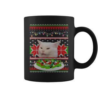 Smug Table Cat Meme Ugly Christmas Coffee Mug - Monsterry CA