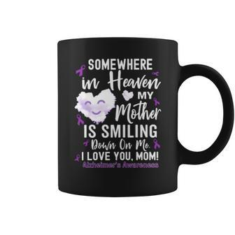 Somewhere In Heaven My Mother Is Smiling Down On Me I Love Mom Alzheimers Awareness Coffee Mug - Thegiftio UK