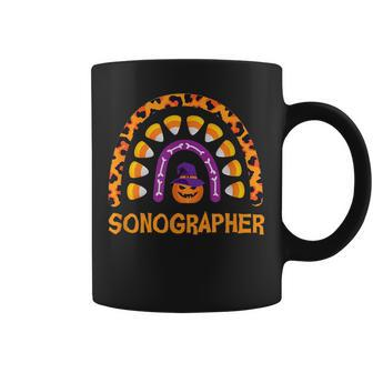 Sonographer Rainbow Leopard Halloween Pumpkin Candy Corn Coffee Mug - Seseable