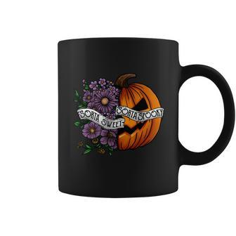 Sorta Sweet Sorta Spooky Pumpkin Flowers Halloween Coffee Mug - Seseable