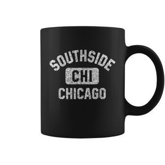 Southside Chicago Chi Gym Style Distressed White Print Coffee Mug - Monsterry CA