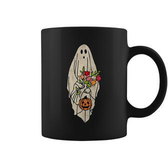 Spooky Halloween Floral Ghost Graphic Design Printed Casual Daily Basic Coffee Mug - Thegiftio UK