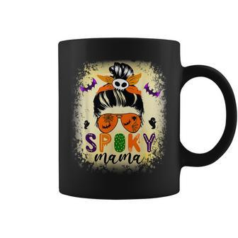 Spooky Mama Messy Skull Mom Scary Leopard Witch Halloween Coffee Mug - Seseable