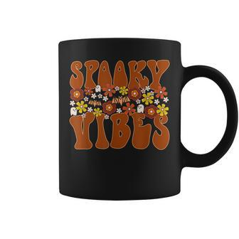Spooky Vibes Funny Groovy Hippie Vintage Halloween Men Women Coffee Mug - Seseable