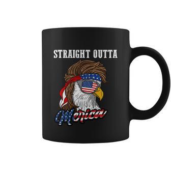 Straight Outta Merica Mullet Eagle Funny Patriot 4Th Of July Gift Coffee Mug - Monsterry