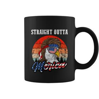 Straight Outta Merica Mullet Eagle Funny Patriot 4Th Of July Gift V2 Coffee Mug - Monsterry