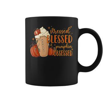 Stressed Blessed Pumpkin Obsessed Fall Autumn Season Leaves Coffee Mug - Thegiftio UK