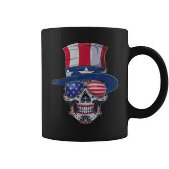 Sugar Skull Sunglasses Usa Flag Memorial Day 4Th Of July Coffee Mug - Thegiftio UK