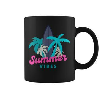 Summer Vibes Tropical Palm Sea Surf Beach Day Vacation Lover  Coffee Mug