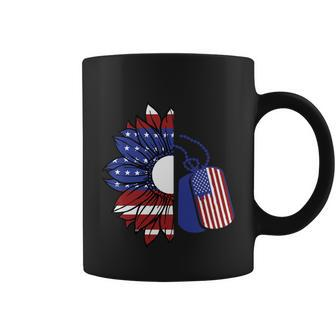 Sunflower American Flag Tag Dog 4Th Of July Coffee Mug - Monsterry CA
