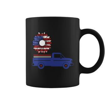 Sunflower American Flag Truck 4Th Of July Independence Day Patriotic Coffee Mug - Monsterry AU