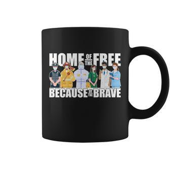 Support Frontline Workers Home Of The Free Graphic Design Printed Casual Daily Basic Coffee Mug