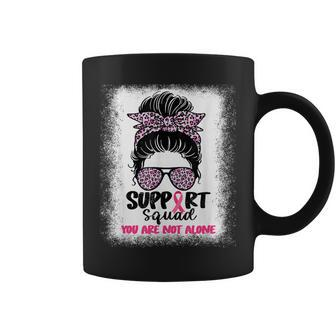 Support Squad Messy Bun Warrior Breast Cancer Awareness Coffee Mug - Thegiftio UK