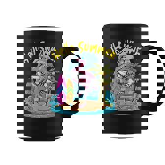 Surfboard Hello Summer Flamingo Funny Beach Summer Vacation Coffee Mug - Thegiftio