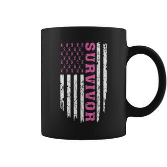 Survivor Pink Ribbon Usa Flag In October We Wear Pink Coffee Mug - Thegiftio UK