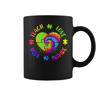 Teach Hope Love Inspire Autism Awareness Teacher Tie Dye Coffee Mug - Thegiftio UK