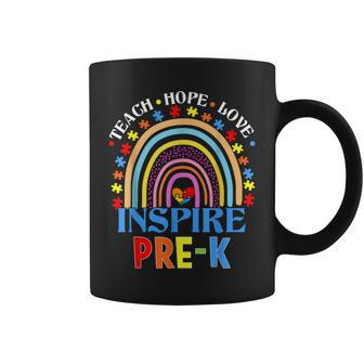 Teach Hope Love Inspire Pre-K Rainbow Teacher Autism Coffee Mug - Thegiftio UK