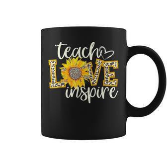 Teach Love Inspire Cute Sunflower Leopard Cheetah Print V2 Coffee Mug - Thegiftio UK