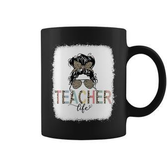 Teacher Life Bleached Shirt Teacher Life Royal Messy Bun Coffee Mug - Seseable