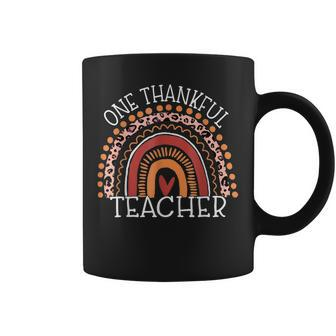 Teacher Thanksgiving - Leopard Rainbow One Thankful Teacher Coffee Mug - Thegiftio UK