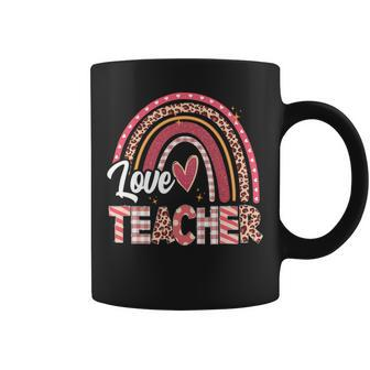 Teacher With Funny Leopard Rainbow Teachers Day Coffee Mug - Seseable