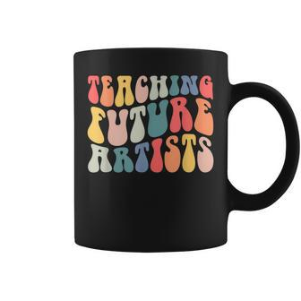 Teaching Future Artists Retro Groovy Funny Art Teacher Life Coffee Mug - Thegiftio UK