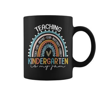 Teaching Kindergarten Is My Jam Back To School Rainbow Funny Coffee Mug - Thegiftio UK