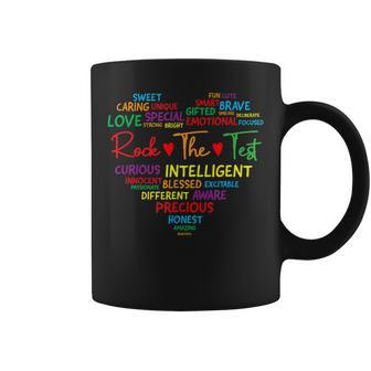 Test Day Rock The Test Teacher Testing Day Heart Teacher Coffee Mug - Seseable