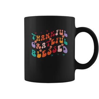 Thankful Grateful Blessed Fall Glitter Gift Coffee Mug - Seseable