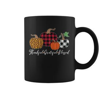 Thankful Grateful Blessed Fashion Buffalo Plaid Leopard Tshirt Coffee Mug - Monsterry CA