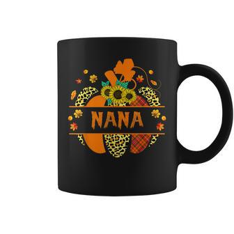 Thankful Grateful Blessed Nana Pumpkin Leopard Halloween Coffee Mug - Seseable