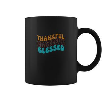 Thankful Grateful Blessed Retro Vintage Fall Coffee Mug - Seseable