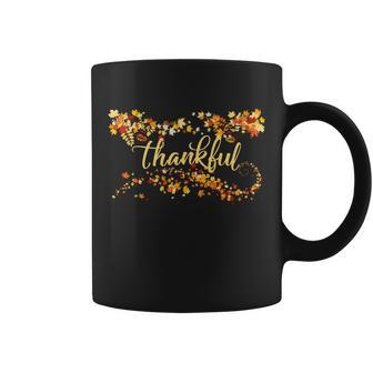 Thankful Thanksgiving Fall Autumn Leaves Tshirt Coffee Mug - Monsterry