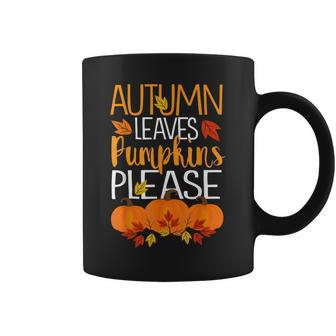 Thanksgiving Fall Mom Gifts Autumn Leaves And Pumpkin Please Coffee Mug - Thegiftio