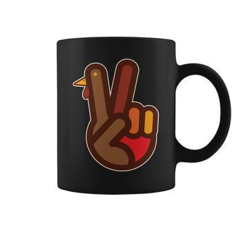 Thanksgiving Peace Sign Hand Turkey Graphic Design Printed Casual Daily Basic Coffee Mug - Thegiftio UK