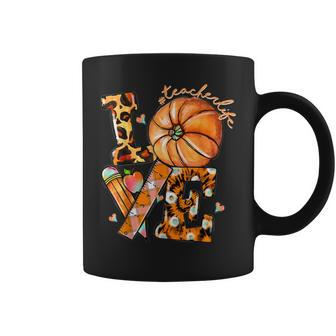 Thanksgiving Teacher Life Pumpkin Love Leopard Fall Vibes Coffee Mug - Thegiftio UK