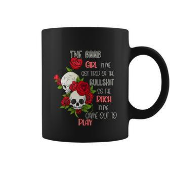 The Good Girl In Me Got Tired Of The Bullshit Floral Skull Coffee Mug - Thegiftio UK