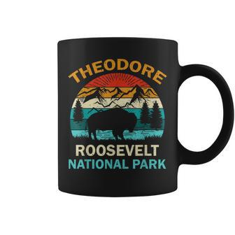 Theodore Roosevelt National Park North Dakota Buffalo Retro Coffee Mug - Seseable