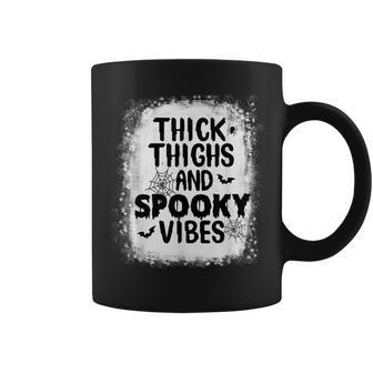 Thick Thigh And Spooky Vibes Happy Halloween Scary Bleached Coffee Mug - Seseable