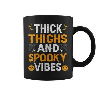 Thick Thighs And Spooky Vibes Funny Halloween Costume Women V4 Coffee Mug - Seseable