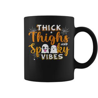 Thick Thighs And Spooky Vibes Ghost Boo Girls Boys Halloween Coffee Mug - Seseable