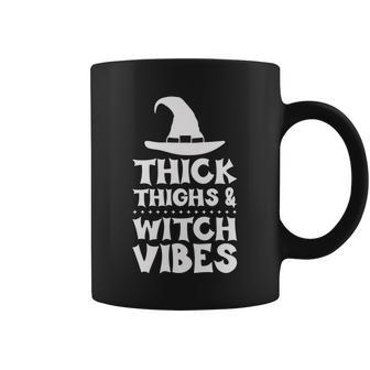 Thick Thighs And Witch Vibes Halloween Day Graphic Design Printed Casual Daily Basic Coffee Mug - Thegiftio