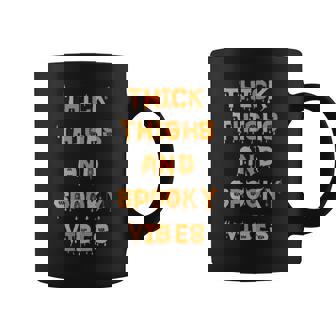 Thick Thighs Spooky Vibes Halloween Pumpkin Ghost Graphic V3 Coffee Mug - Seseable